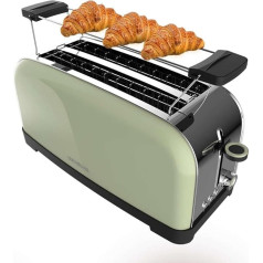 Cecotec Vertikaler Toaster Toastin' time 1500 Green, 1500W, Doppelter langer und breiter Schlitz 3,8 cm, Obere Stäbe, Edelstahl, Automatische Abschaltung und Pop-up-Funktion, Krümelablage
