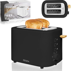 TOSTEE 2 Slice Toaster, Power 820 W, Defrost, Reheat and Stop Mode, Crumb Compartment, Time Control, Stainless Steel Housing, Toaster (Black)