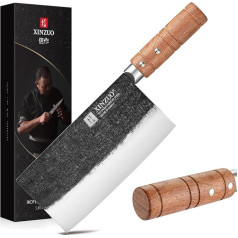 XINZUO 18 cm Chopping Knife, Forged 7Cr17MoV Stainless Steel Chinese Chef's Knife, Meat Knife, Professional Cleaver Sharp Blade Kitchen Knife, Padauk Wood Handle with Gift Box