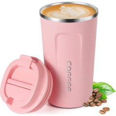 Smilatte 510 ml Stainless Steel Drinking Bottle, Leak-Proof Thermal Mug, Thermos Flasks, Coffee to Go Mugs, Coffee Mug, Water Bottle with L