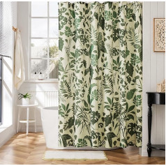 Boho Shower Curtain Green Shower Curtain Cute Flowers Shower Curtains for Bathroom Allover Jungle Tropical Leaves Plant Shower Curtain Waterproof Polyester Fabric Shower Curtain 183 x 183 cm