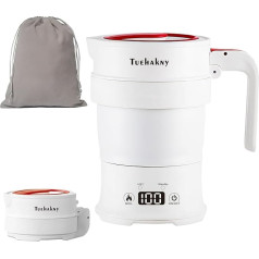 Electric Kettle Foldable 0.7L Portable Camping Kettle with Real Time Temperature Display Travel Silicone Auto Stop