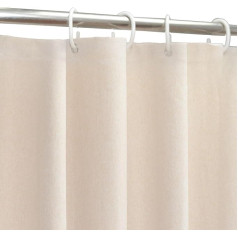 YISURE Shower Curtain Beige Faux Linen Bath Curtain Textile Fabric Heavy Duty Area Waterproof Width 200 x Height 240 cm