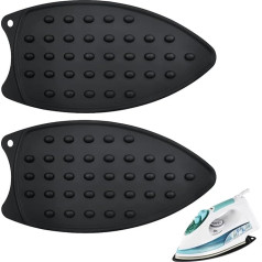 yuntop 2 Pieces Silicone Iron Pads, Multipurpose Iron Heat-Resistant Mat, Protective Pads for Ironing Board, Straightener, Curling Iron (Black)