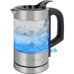 ProfiCook® Stainless Steel Kettle | 0.5 Litres | Blue Illuminated | BPA Free | Small Kettle | 1100W | Travel Kettle | Glass/Stainless Steel Housing | Kettle | Mini Kettle | PC WKS 1228 G