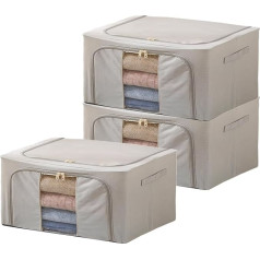 Clothes Storage Boxes with Steel Frame, 22L Moving Bag for Wardrobe, Storage Organiser, Packing Boxes for Moving with Clear Windows for Towel, Duvet,