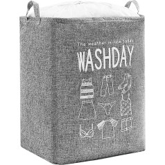 TRIXES 75L Grey Fabric Laundry Basket Bag with Handles for Bedroom, Bathroom, Laundry Room & More - Foldable Laundry Basket - Perfect for Children and Students (Grey)