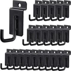 J-förmige Lamellen-Wandhaken, Drahtdurchmesser 5 mm, Stecktafel, Gitterwand-Haken für Garage, Geschäft, Zuhause, Büro, Schwarz, 30 Stück