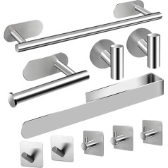Towel Rail without Drilling, Pack of 10 Stainless Steel for Gluing for Bathroom and Kitchen, Bathroom Accessories, Silver