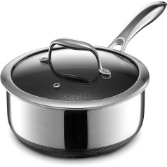 HexClad Hybrid Non-Stick Frying Pan 3 Litre with Tempered Glass Lid and Stay Cool Handle, Dishwasher and Oven Safe, Induction Safe and Suitable for All Hob Types