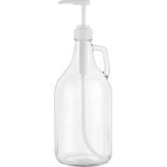 Winter Shore 1.9 Litre Glass Soap Dispenser with Pump Dispenser - Large Shampoo Dispenser with Screw Cap Pump for Spices, Syrup, Detergent, Fabric Softener, Shower Gel, Shampoo - Food Safe & BPA Free