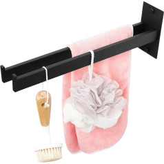 Romon Towel Rail No Drilling Required Stainless Steel Can Carry 5 kg 39 cm Two Arms Self-Adhesive Guest Towel Holder Wall Mounted for Bathroom Kitchen