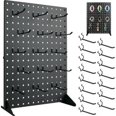 Metal Pegboard Display Stand with 15 Pegboard Hooks Accessories Desk Pegboards Merchandise Display Stand for Sales Supplies, Vendors and Events, Retail