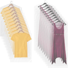 20 Stück Kleidersäcke zum Aufhängen von Kleidung, 2 Größen, transparente Kunststoff-Kleidersäcke, chemische Reinigung, Wäschesäcke, staubdicht, für Reisen, chemische Reinigung, Aufbewahrung zu Hause