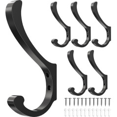 6 Coat Hooks Black