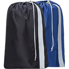 XL-Wäschesack aus Nylon mit Gurt, großer Organizer für schmutzige Kleidung, einfache Montage eines Wäschekorbs oder Korbs, kann bis zu 4 Waschladungen tragen (schwarz + blau)