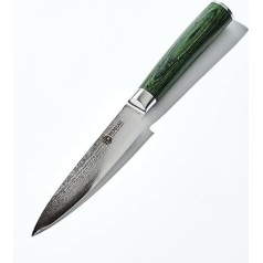 HexClad Allzweckmesser, 13 cm Klinge aus rostfreiem japanischem Damaststahl, Full Tang Konstruktion, Griff aus Pakkaholz