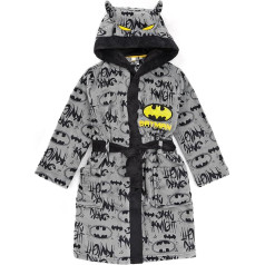 DC Comics Batman Dressing Gown Boys Kids Grey Dark Knight PJS Bathrobe