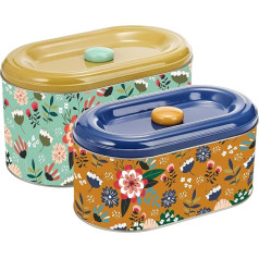 Coloch Biscuit Tins with Lids, Metal Cookie Storage, Decorative Snack Tin, Cute Countertop, Tinplate Box for Cookies, Candy, Snack, Chocolate, 2 Sizes, 2 Pack