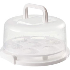 Cake Carrier Cover, Portable Cake Cupcake Carrier with Lid and Handle, Round Cake Container, Desert Plate, Cake Holder, Cake Storage Box (White)