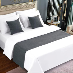 AMBERIS Bed Runners & Scarves Dark Grey, Faux Linen, Durable, Decorative Bed Scarves for Home and Hotel