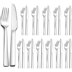 Joyfair Steak Cutlery Set, Stainless Steel 12 Table Knives and 12 Table Forks Set, Steak Cutlery for 12 People, Forks and Knives for Home/Restaurant/Hotel, Highly Polished & Dishwasher Safe
