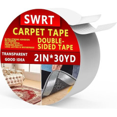 SWRT Doppelseitiges Klebeband, 5,1 cm x 27,7 m, strapazierfähig, Teppich-Klebeband für Teppich, stärkerer Klebstoff, keine Rückstände, starker Halt für Teppich, Kleidung, empfindliche Stoffe,