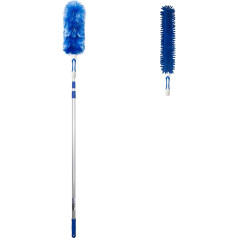 Extra Long Extendable Duster 3.4 Meter Reach Telescopic Handle Chenille Twin Pack Bendable and Washable