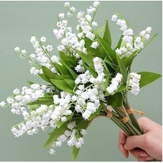 huaao 30pcs Artificial Flowers Lily of the Valley White Plastic Flowers Wind Chime Like Real 36 cm, Flower Arrangement Decoration for Home, Bridal Bouquet, Garden, Party, Wedding