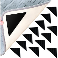GoodSing Rutschfeste Teppich-Pads, 12 Stück, wiederverwendbar und waschbar, doppelseitiges Teppichband, Unterteppich-Klebeband, Aufkleber für Hartholzböden und Fliesen, Teppichgreifer, dreieckig
