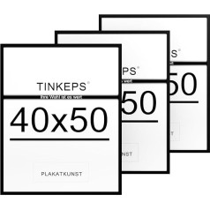 Tinkeps Picture Frame 40 x 50 cm Set of 3 Black Picture Frames 50 x 40 cm Made of Wood Material Frame 50 x 40 cm Ideal for Photos, Pictures, Posters