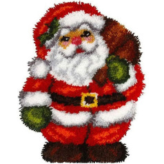 Huanxin Latch Hook Kit 3D Printed Canvas Santa Claus Decoration Crochet Hook for Carpet Crafts 20.5 x 15 Inch Santa Claus
