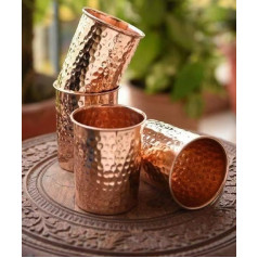 Activelife Pure Copper Tumblers Hammered Design 4 Pack Drinking Water with Copper Cups Premium Quality Copper Cups for Home, Office, Hotel, Travel and Gift - 10oz Each
