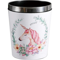 Batop Children's Waste Paper Baskets, 12 L Waterproof Leather Unicorn Bin with Metal Press Ring, Waste Paper Baskets for Children's Room, Office, Bedroom