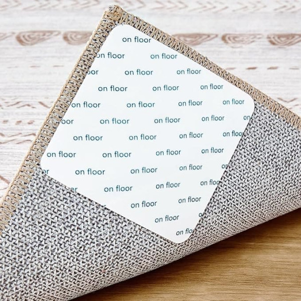 NAKAGISHI Carpet Tape, Carpet Grippers for Hardwood Floors, Non-Slip Carpet Stickers for Wooden Floors, Carpet Stickers for Carpets to Prevent Slipping, White, Pack of 12