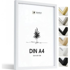 Heimlich® 1 x Picture Frame, DIN A4 21 x 30 cm, White Wood Frame, 1 Pack, Document Frame 21 x 29.7 cm, Small Collage, Wooden Picture Frame, Real Wood, Photo Frame
