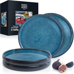 Moritz & Moritz Solid 4 x Dinner Plates 26 cm – Stoneware Plate Set – Crockery Set for Serving