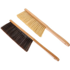 TOPBATHY 2 Pieces Wood Bench Brushes for Fireplace, Soft Bristles, Long Wooden Handle, Dusting Brush, Household Cleaning Brush for Stove, Car, Home, Workshop, Woodworking
