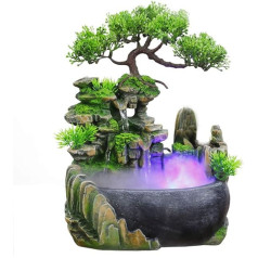 Indoor Relaxation Desktop Fountain Waterfall, Zen Meditation Indoor Waterfall Function with Automatic Pump, Illuminated Waterfall for Home Office Bedroom Desk Decor (Style 1)