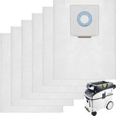 Vacuum Cleaner Bags for Festool CT 36 / CTM 36 E/CTL 36 E Cleantec Series, Vacuum Cleaner for Festool 496186, Large Capacity Filter Bag, Dust Extractor, Spare Parts Accessories, SC FIS-CT 36 (Pack of