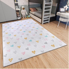 Hanse Home Adventures Children's Rug - Modern Heart Pattern Rug Boys Girls for Children's Room, Playroom, Teenager's Room, Living Room - Cream Colourful, 160 x 235 cm