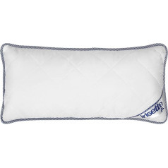 Irisette Body Contour Pillow Set of 2 40 x 80 cm with Removable Cover Made of Soft Microfibre, Washable up to 60 °C, White/Blue, Oeko-Tex Certified, Produced according to German Quality Standard
