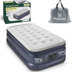 Green Haven Premium Single Raised Air Bed Double with Built-in Electric Pump & Storage Bag - Self-Inflating Waterproof Camping Mattress - Inflatable Air Mattress for Indoor & Outdoor Use