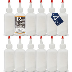 4oz Plastic Squeeze Bottles with Red Tip, Squeeze Bottle for Ketchup, BBQ, Sauces, Syrup, Condiments, Oil, Pancakes, Cookies, Decoration, Dressings, Travel, Camping, Laboratory, Arts and