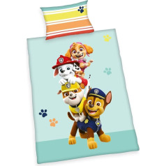 Herding Paw Patrol Bed Linen Set, Made in Green, Pillowcase 40 x 60 cm with Envelope Closure, Duvet Cover 100 x 135 cm, with Button Closure, 100% Cotton/Flannel