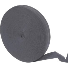 QUARKZMAN 50 Metres Cotton Twill Tape, 25 mm Herringbone Tape Tying Bands for Clothing Sewing, DIY Crafts (Grey Black)
