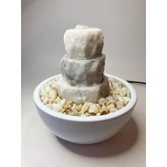 Troester's Brunnenwelt Fountain Cascade Aztek with Pump and Decorative Pebbles, Source Stone Made of Real Marble, Small Elegant Table Fountain (White)