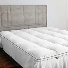 Sleep Mantra Luxury Single Mattress Topper Soft and Cooling 100% Pure Cotton Durable and Water Resistant Optimal Thickness with Down Alternative Filling 30cm Deep Pocket Skirt