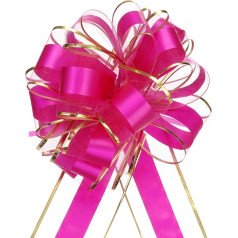 sourcing map 10 Stück 20,3 cm große Schleife mit Goldrand, Organza-Auto-Geschenkverpackung, Schleifenband für Hochzeit, Auto, Körbe, Geschenke, Weihnachtsschleife, Rosenrot