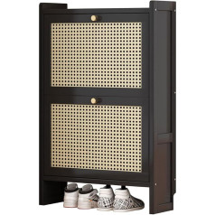 GiMLy Shoe Cabinet for Entryway - Narrow Rattan Shoe Rack with Drawers, Modern Storage for Living Room, Hallway